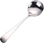 3pcs Silver 304 Stainless Steel Soup Spoons Set Round Table Spoons for Home and Restaurant Use Elegant Tableware for Serving Soups and Desserts
