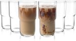 Modern Iced Coffee Glasses - Stackable Crystal Clear Cups For Any Drink - Water, Coffee, Tea, Expresso, Smoothies - Quality Glassware - Dishwasher Safe - Housewarming Gifts (Set of 6-21oz)