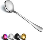 Soup Spoon of 4,  7.5" Stainless Steel Round Spoons Silverware, Table Spoon Set Sturdy Easy To Clean, Dishwasher Safe