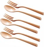 6Pcs Wood Soup Spoons And Forks Sets 7.5In Natural Wood Eating Utensils Wooden Flatware Set, Eco Friendly Wood Cutlery Wooden Dinner Fork And Spoon, 3 Spoons and 3 Forks