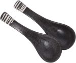 2 Pack of Elegant Ceramic Soup Spoons - Long Handle Asian Style Ramen and Rice Spoons for Serving Soup - Pho Noodles and More in Home Kitchen or Restaurant Black