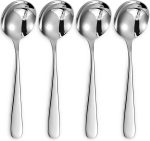 Premium 7"  Soup Spoons, 18/10 Stainless Steel, Dishwasher Safe (4)