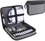 Picnic Set for 4 - Includes 26 Pcs, Portable Travel Utensils with Case, Reusable Camping Cutlery Plates, Stainless Steel of Spoons and Forks, for Hiking, Camp, BBQ, Gift (Grey)