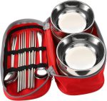 Stainless Steel Chopsticks Spoons Set Portable Travel Cutlery Reusable Tableware Bowl Easy to Clean for Home Travel