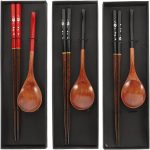 3Sets Japanese Style Wooden Chopsticks and Spoons Traditional Design for Dining for Home Use and Gifting